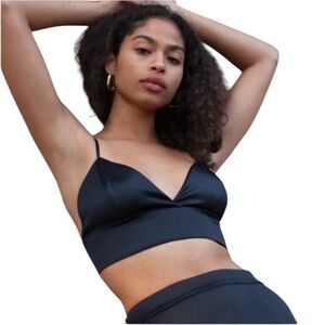 BABATON x ARITZIA SATIN BLACK GOTH ADJUSTABLE STRAP BRA TOP XXS